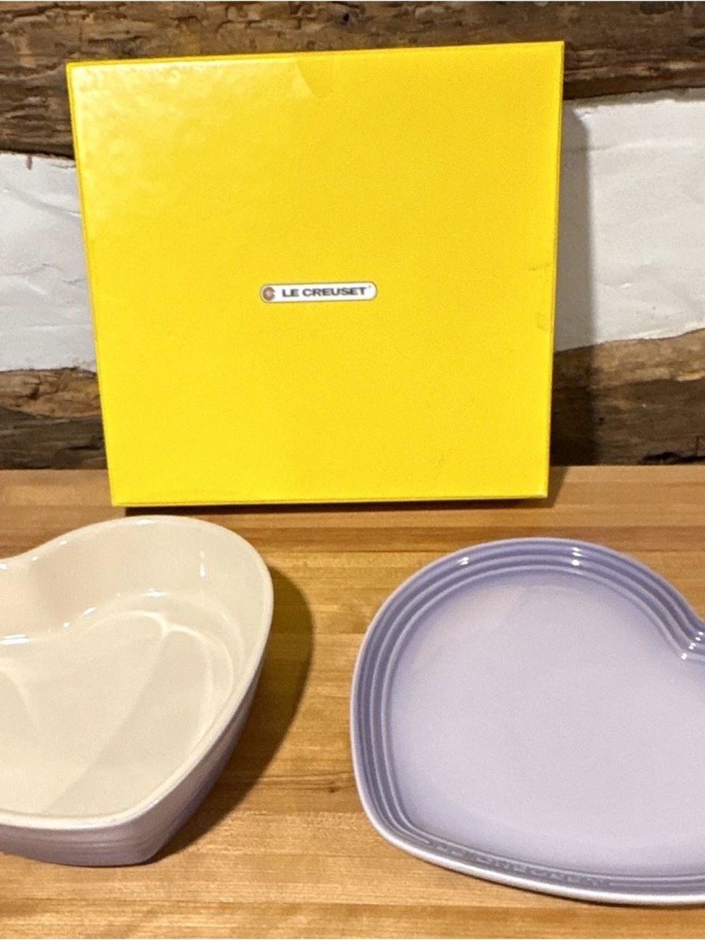 Le Creuset Heart Shaped Stoneware Serving Set in Retired Bluebell Purple